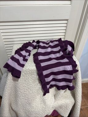 LOFT Purple and Lavender Striped Ruffle Scarf